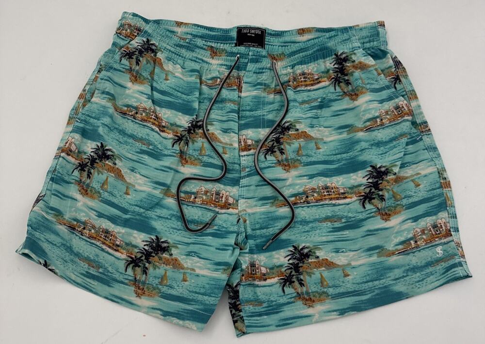 Todd Snyder Montauk Swim Trunks Mens Large Island Palm Tree Beach Board Shorts